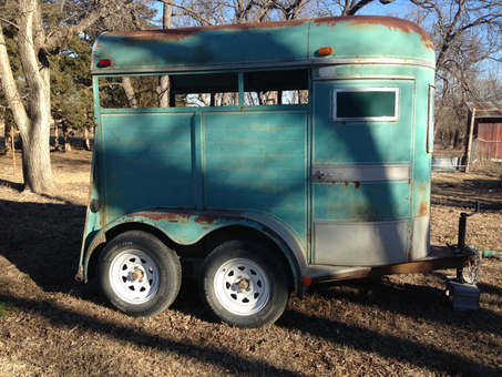 Vintage cattle trailer enclosed to relocate LGD to Idaho